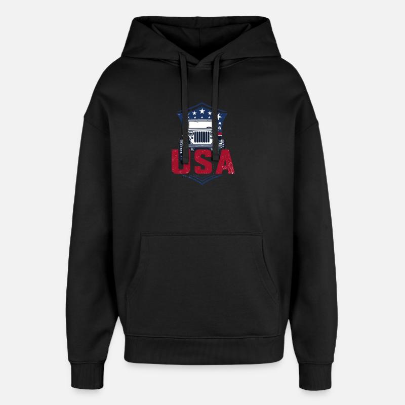 Willys Overland USA Tout-terrain 4x4 - Sweat à capuche unisexe Stanley/Stella Oversized - noir