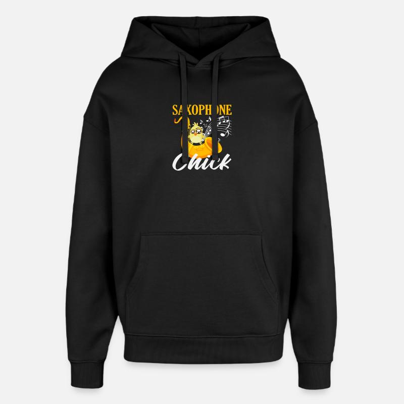 Saxophone Chick Saxophoniste Drôle - Sweat à capuche unisexe Stanley/Stella Oversized - noir