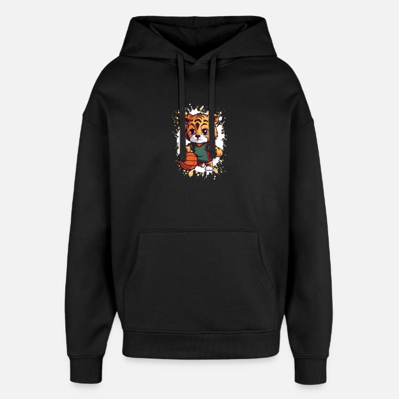 Dribbleur de basket-ball des Tigers - Sweat à capuche unisexe Stanley/Stella Oversized - noir