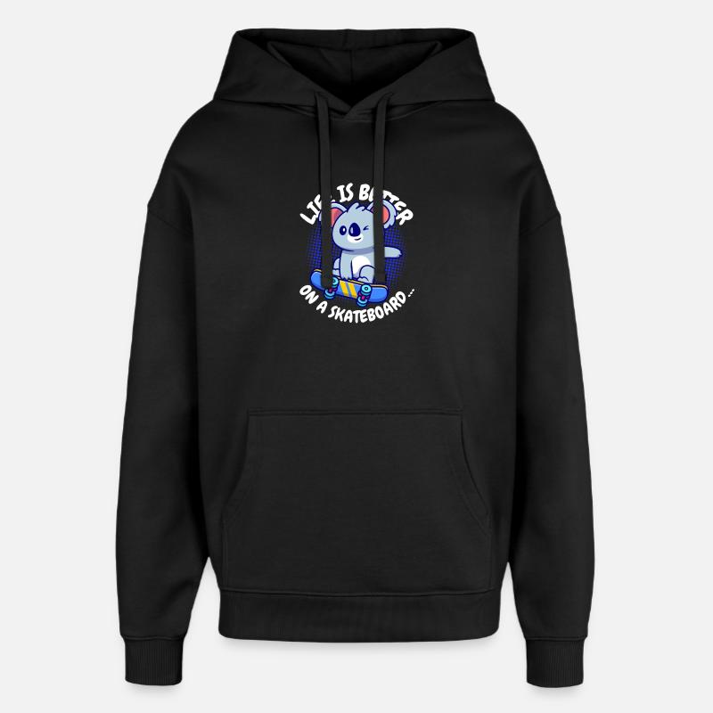 Koala Skateboard Joie de vivre - Sweat à capuche unisexe Stanley/Stella Oversized - noir