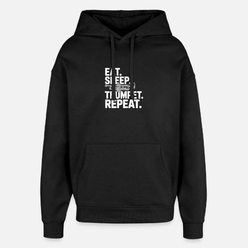 Mange. Dors. Trompette. Répétez. - Sweat à capuche unisexe Stanley/Stella Oversized - noir