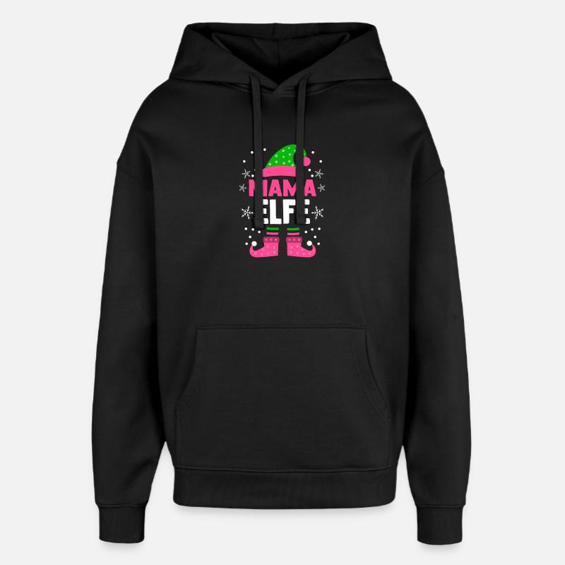 Noël, famille, mère, maman, lutin - Sweat à capuche unisexe Stanley/Stella Oversized - noir