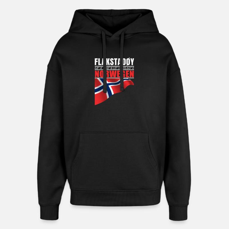FLAKSTADØY - Sweat à capuche unisexe Stanley/Stella Oversized - noir