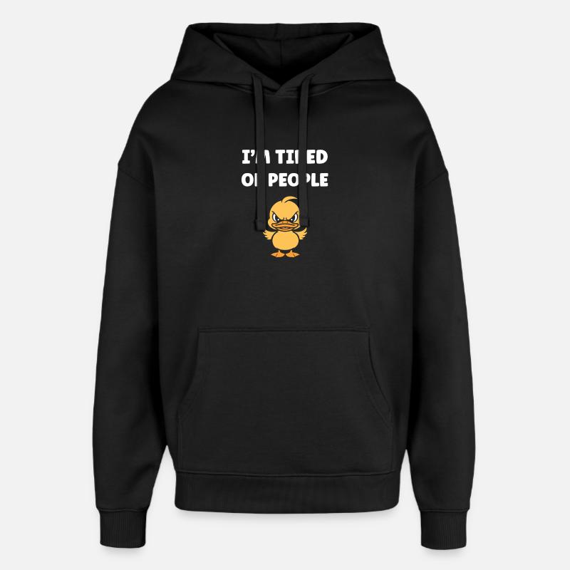 Marre des gens Canard grognon - Sweat à capuche unisexe Stanley/Stella Oversized - noir