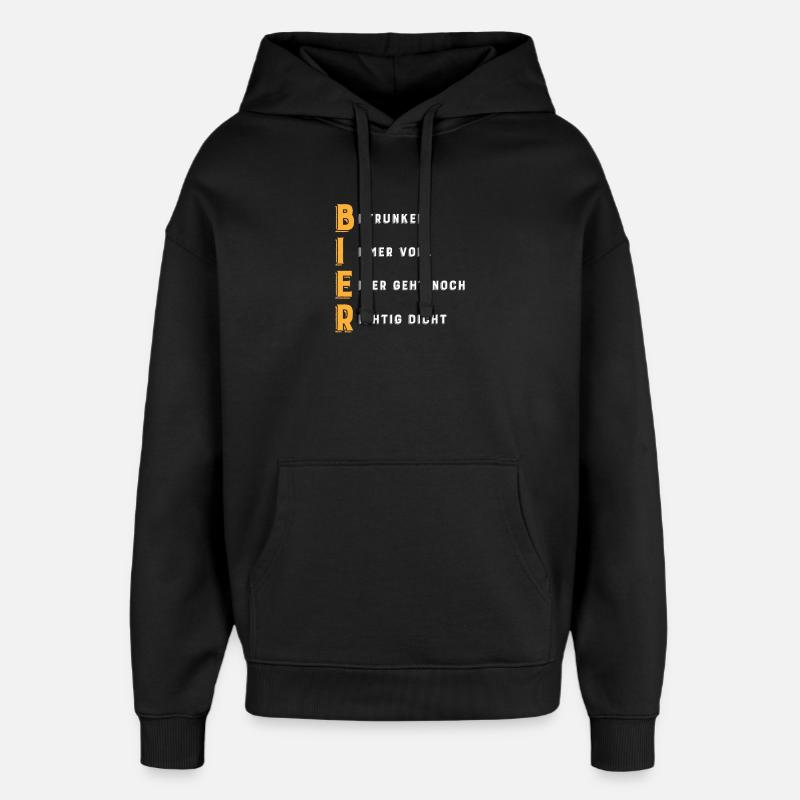 BIER Akronym - Oversized Unisex Hoodie von Stanley/Stella - Schwarz