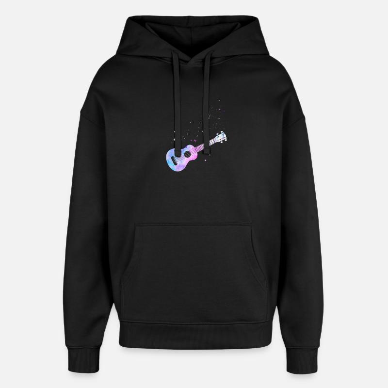 Aquarelle ukulélé hawaïen - Sweat à capuche unisexe Stanley/Stella Oversized - noir