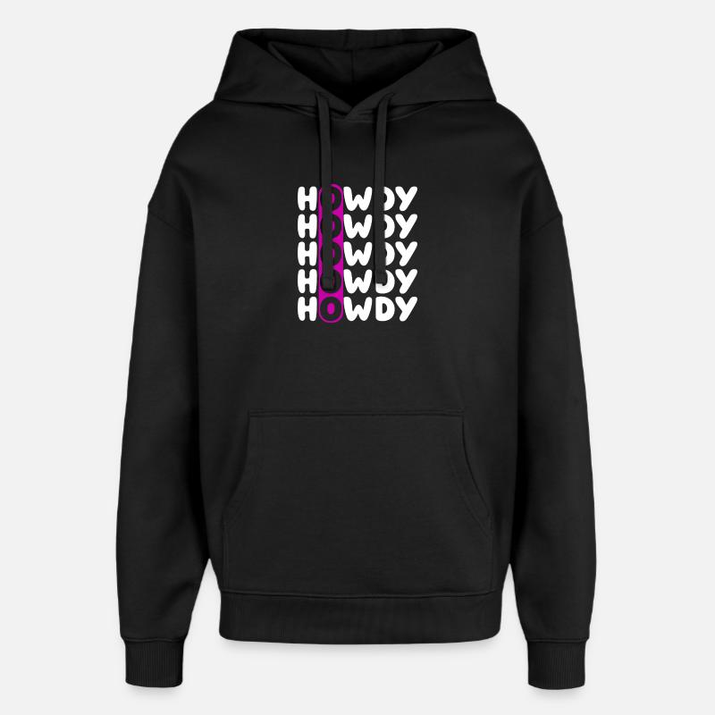 Howdy Repeat O Western Pattern - Sweat à capuche unisexe Stanley/Stella Oversized - noir