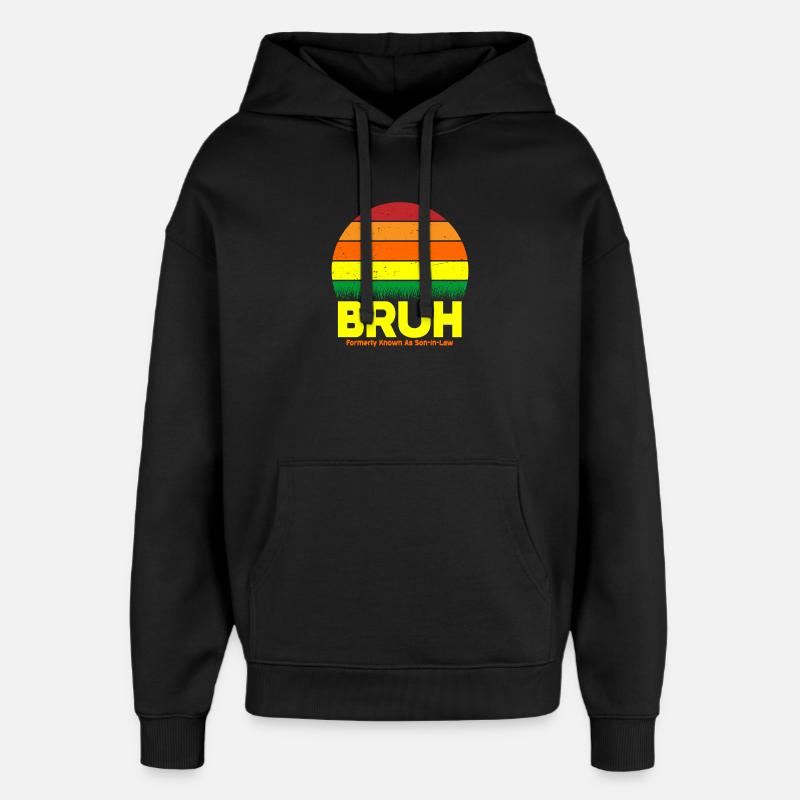 Bruh Retro Sunset Logo - Sweat à capuche unisexe Stanley/Stella Oversized - noir