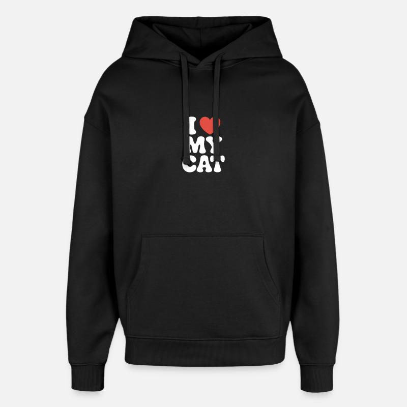 J’aime mon chat - Sweat à capuche unisexe Stanley/Stella Oversized - noir