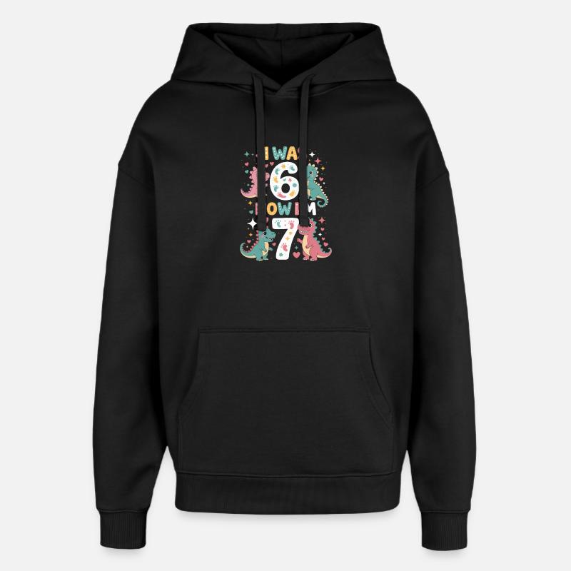 De six à sept dinosaures - Sweat à capuche unisexe Stanley/Stella Oversized - noir