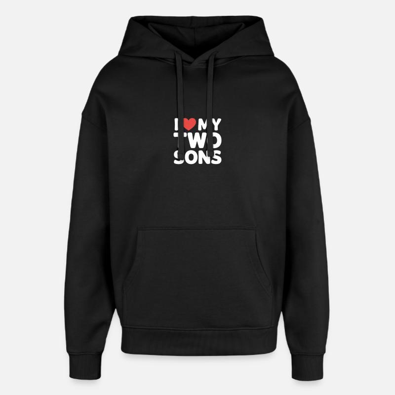 J’aime mes deux fils - Sweat à capuche unisexe Stanley/Stella Oversized - noir
