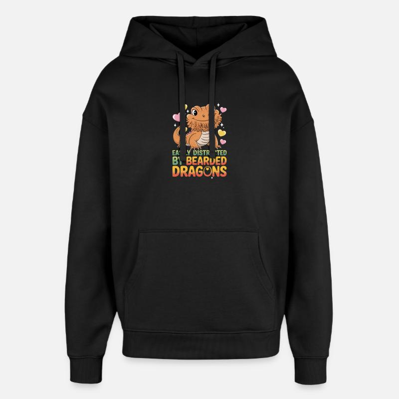 Easily Distracted By Bearded Dragons Lustiger - Oversized Unisex Hoodie von Stanley/Stella - Schwarz