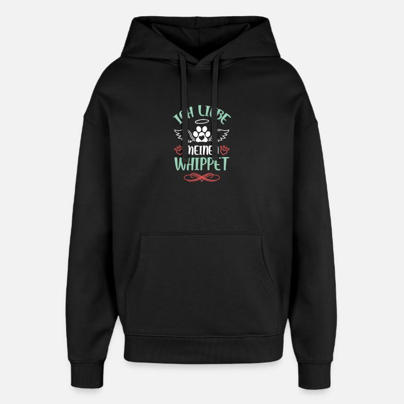 WhippetLove avec des ailes - Sweat à capuche unisexe Stanley/Stella Oversized - noir