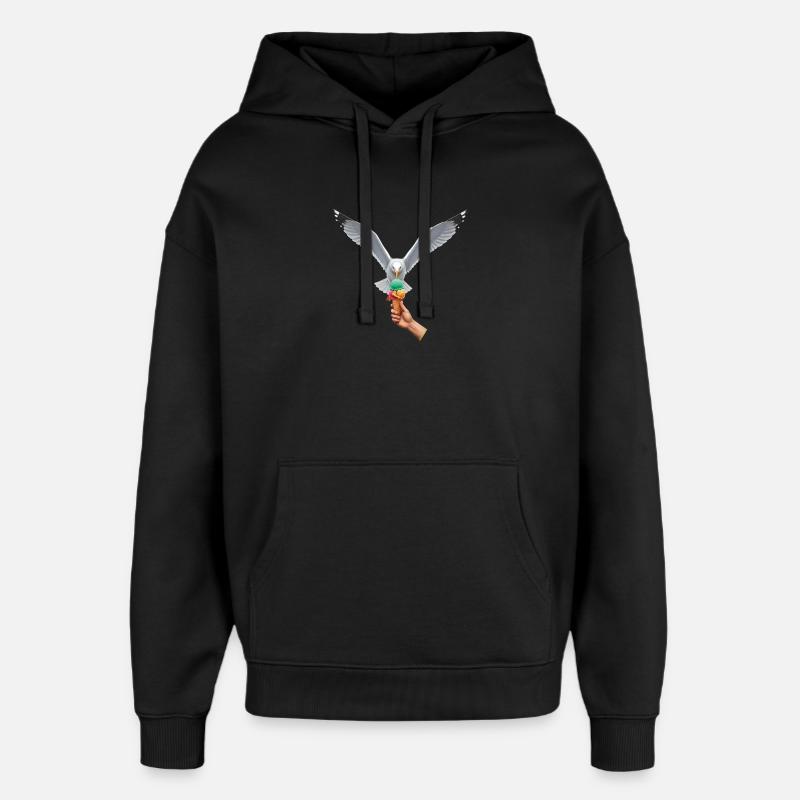 Mouette drôle vole une glace - Sweat à capuche unisexe Stanley/Stella Oversized - noir