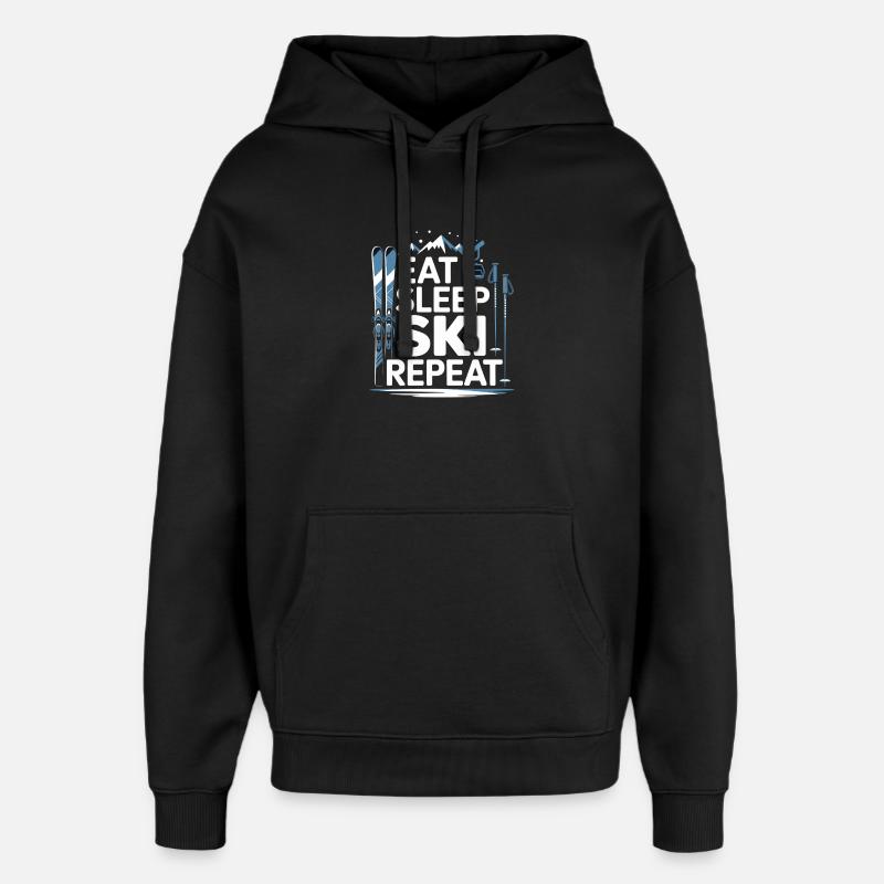 Eat Sleep Ski Repeat - Oversized Unisex Hoodie by Stanley/Stella - black