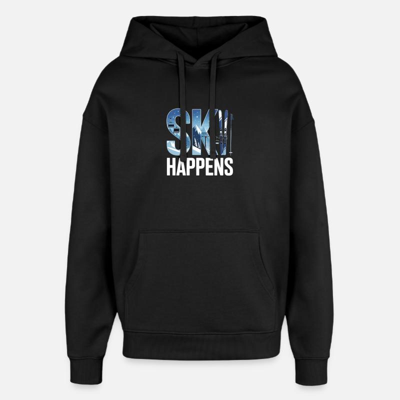 Le ski arrive - Sweat à capuche unisexe Stanley/Stella Oversized - noir