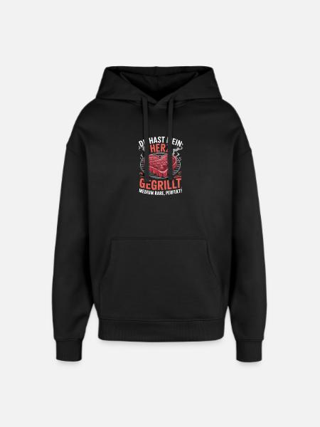 Du grillet hjertet mitt Medium Rare Perfekt - Stanley/Stella Oversized Hettegenser unisex - svart