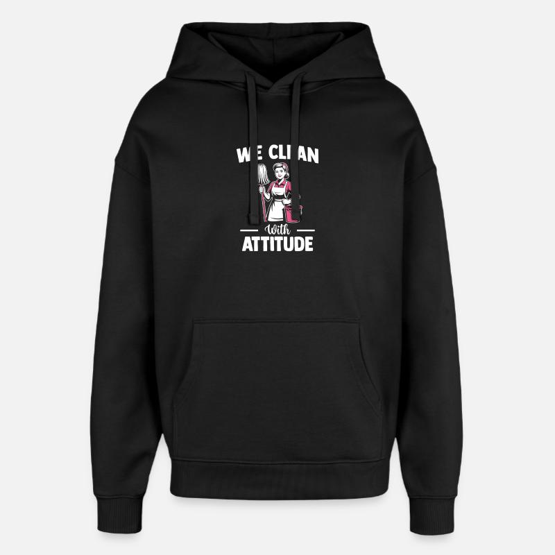 Motif de l’équipe de nettoyage - Sweat à capuche unisexe Stanley/Stella Oversized - noir