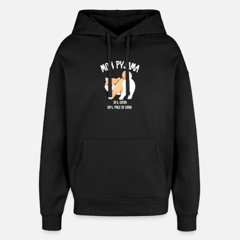 Pyjama Poils de Shiba - Sweat à capuche unisexe Stanley/Stella Oversized - noir