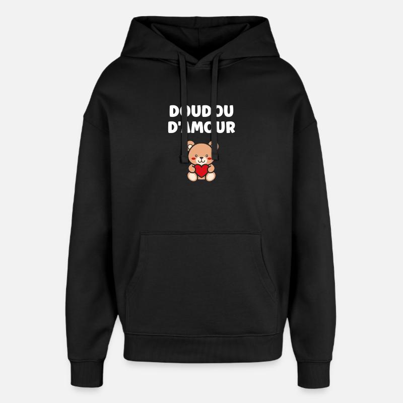 Doudou d'Amour Teddy Coeur Rouge - Sweat à capuche unisexe Stanley/Stella Oversized - noir