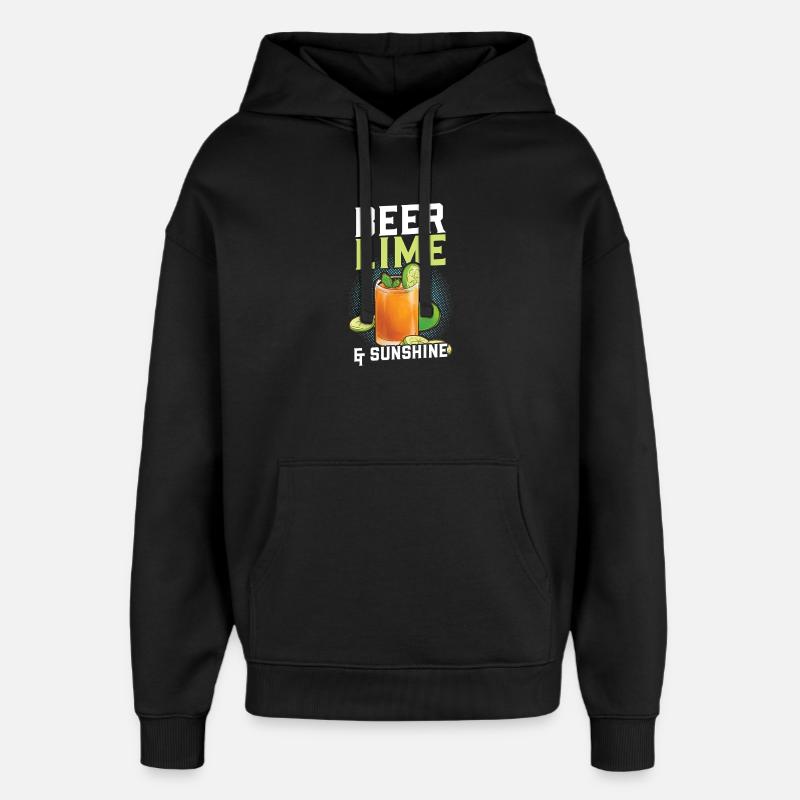 Bière, lime soleil - Sweat à capuche unisexe Stanley/Stella Oversized - noir