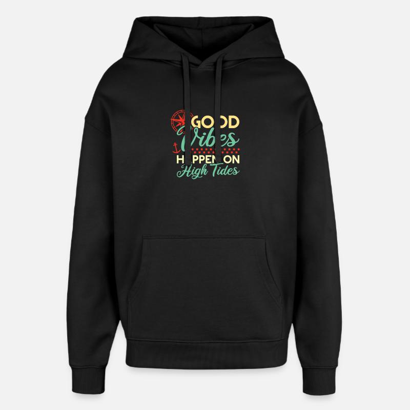 Bonnes vibrations à marée haute - Sweat à capuche unisexe Stanley/Stella Oversized - noir