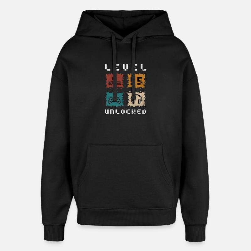 55e anniversaire Niveau 55 débloqué - Sweat à capuche unisexe Stanley/Stella Oversized - noir