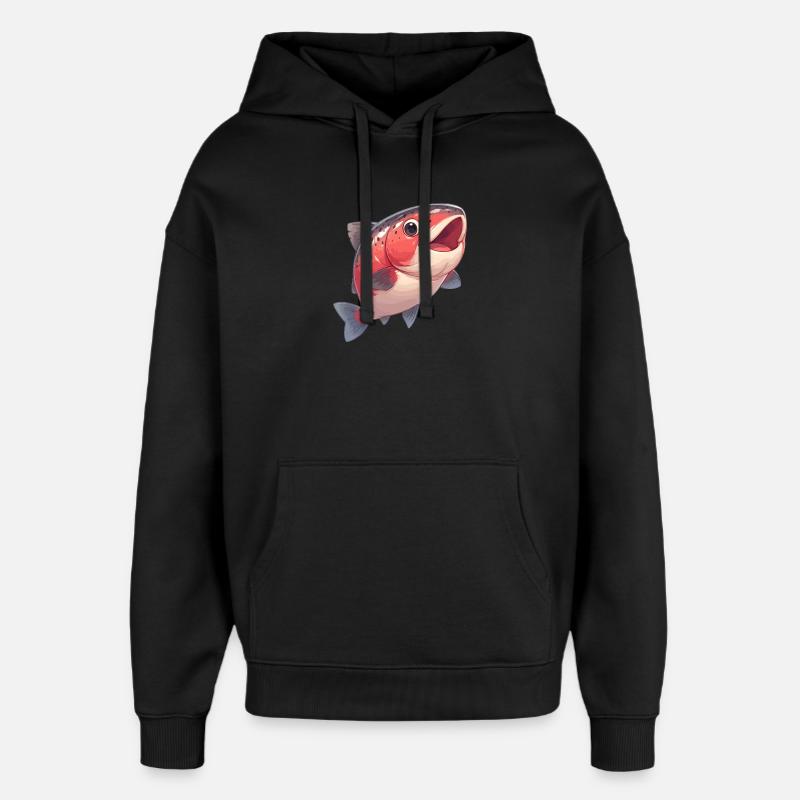 Saumon Saumon - Sweat à capuche unisexe Stanley/Stella Oversized - noir