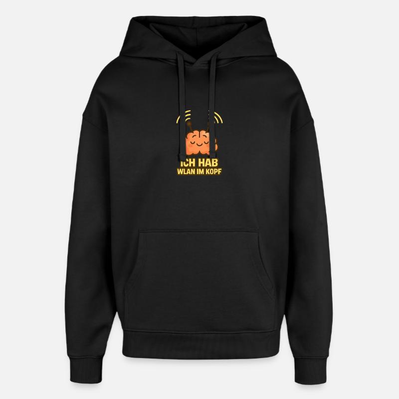 Wifi gratuit - Freies WLAN - Sweat à capuche unisexe Stanley/Stella Oversized - noir