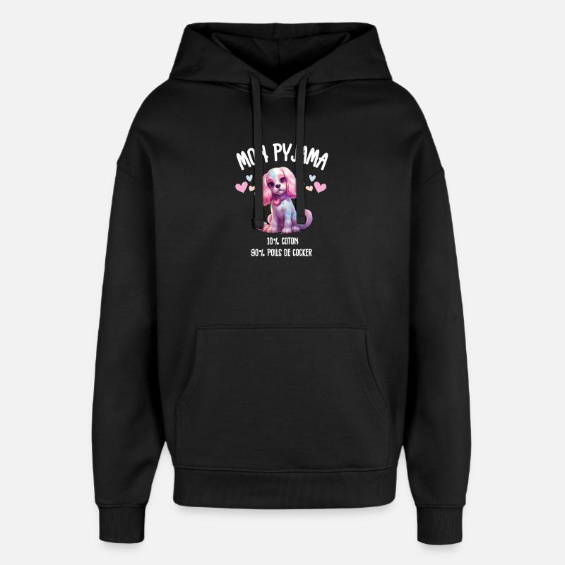 Pyjama Chien Cocker Drôle - Sweat à capuche unisexe Stanley/Stella Oversized - noir