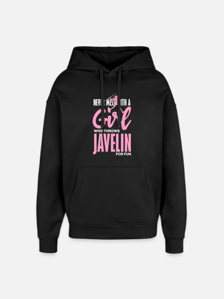 Javelin thrower with fun statement - Oversized Unisex Hoodie by Stanley/Stella - black