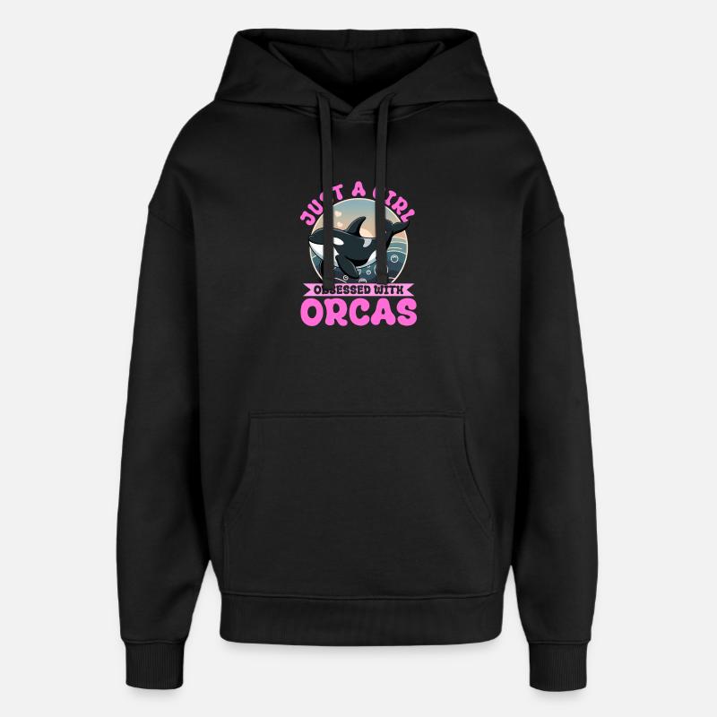 Orca drôle - Sweat à capuche unisexe Stanley/Stella Oversized - noir