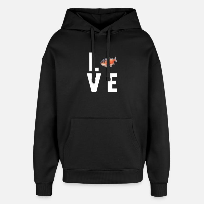 Saumon Saumon - Sweat à capuche unisexe Stanley/Stella Oversized - noir