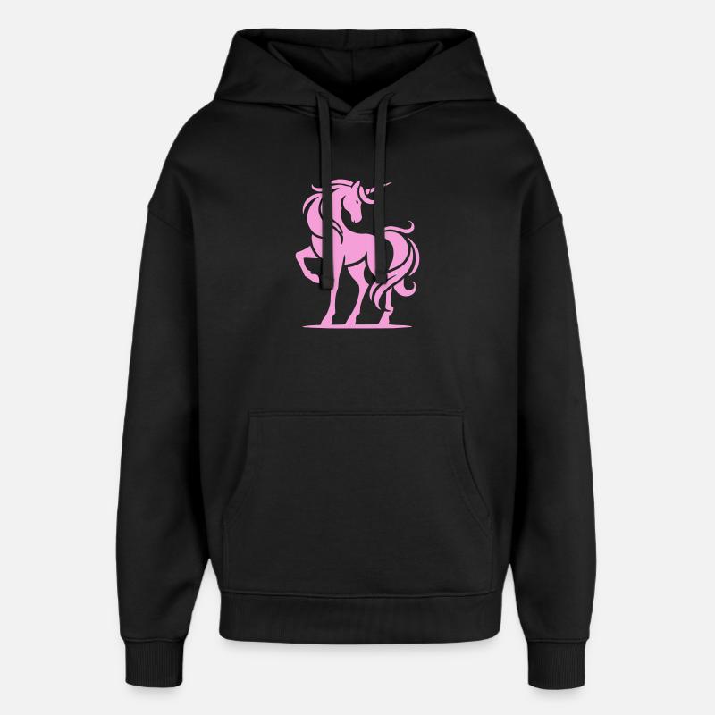 Rosa Einhorn-Silhouette - Oversized Unisex Hoodie von Stanley/Stella - Schwarz