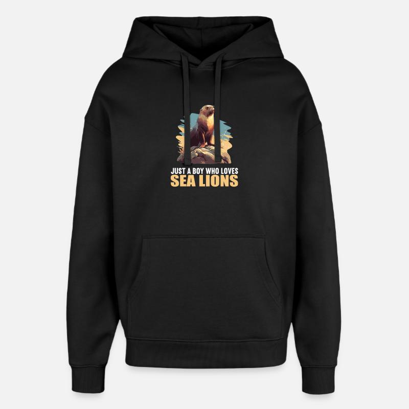 Sjölejon Sjölejon - Stanley/Stella Oversized Huvtröja Unisex - svart