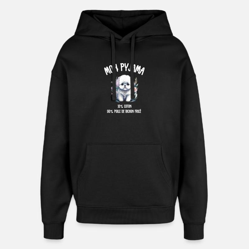 Pyjama Drôle Chien Bichon - Sweat à capuche unisexe Stanley/Stella Oversized - noir