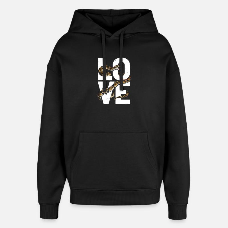 Königspython Schlangen LOVE Terrarium Python - Oversized Unisex Hoodie von Stanley/Stella - Schwarz