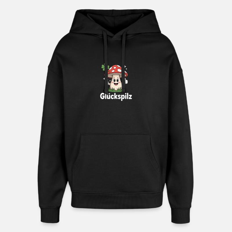 Lucky Funny Toadstool with Shamrock - Oversized Unisex Hoodie by Stanley/Stella - black