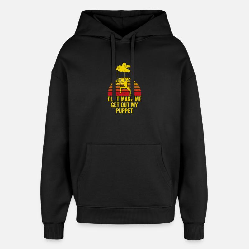 Puppet On Strings Retro Graphic - Oversized Unisex Hoodie by Stanley/Stella - black