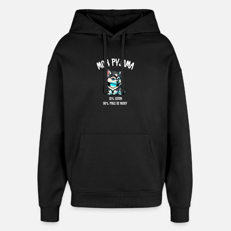 Pyjama Drôle Chien Husky - Sweat à capuche unisexe Stanley/Stella Oversized - noir