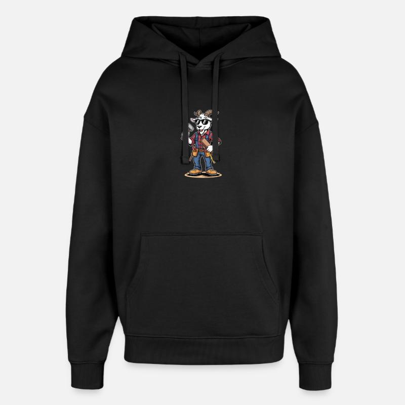 Cool Carpenter Goat Craftsman Carpenter - Oversized Unisex Hoodie by Stanley/Stella - black