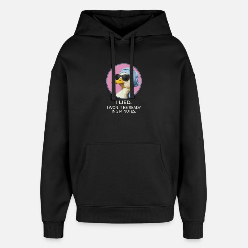 I Lied Duck – Lustiges Statement Design - Oversized Unisex Hoodie von Stanley/Stella - Schwarz