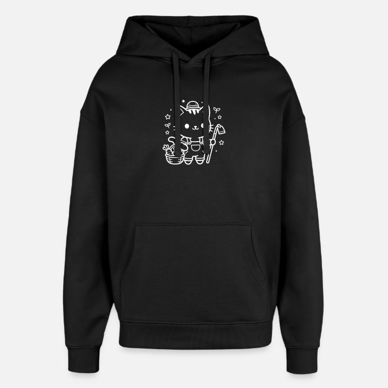 Fermier Kawaii Cat - Sweat à capuche unisexe Stanley/Stella Oversized - noir