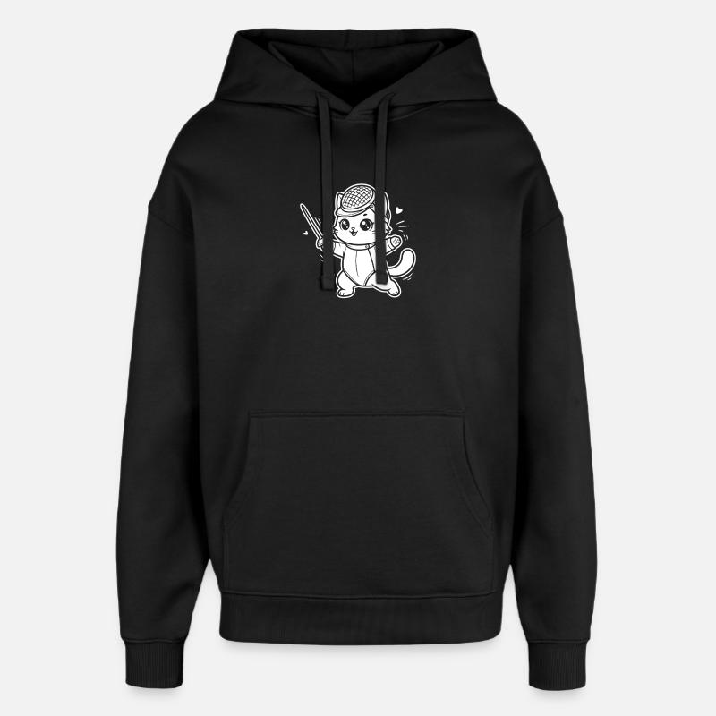 Escrime Kawaii Cat - Sweat à capuche unisexe Stanley/Stella Oversized - noir