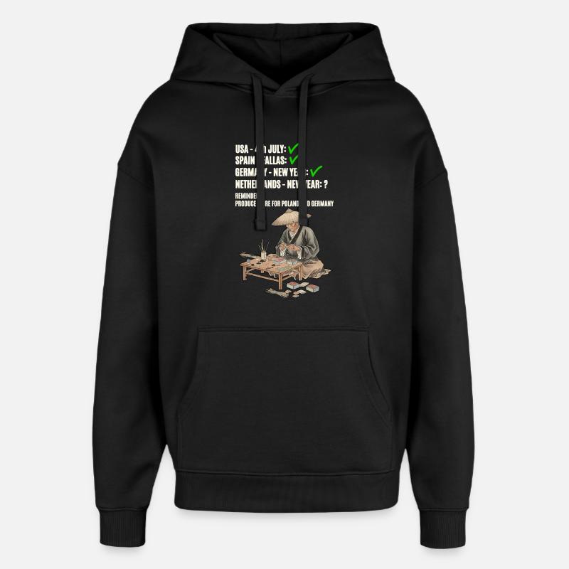 Vuurwerk pour les Pays-Bas - Sweat à capuche unisexe Stanley/Stella Oversized - noir