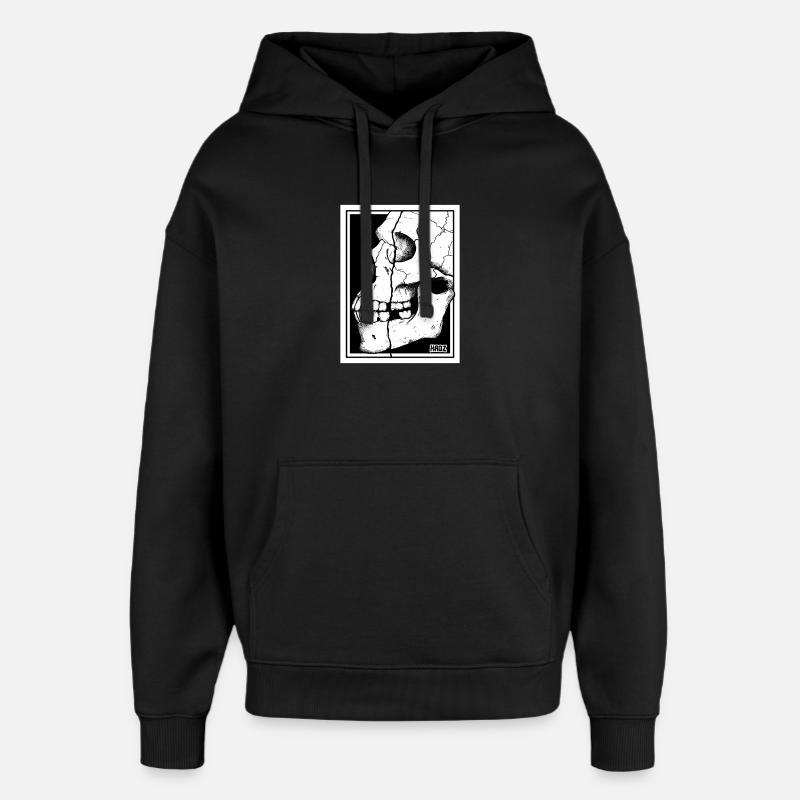 Portrait du crâne brisé - Sweat à capuche unisexe Stanley/Stella Oversized - noir
