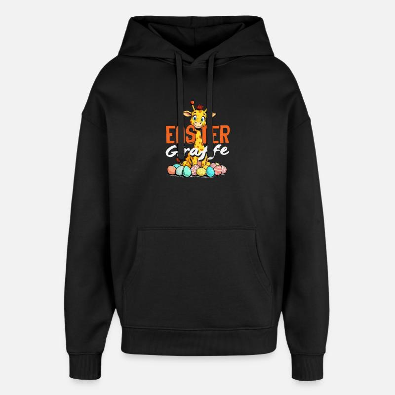 Joyeuses girafes de Pâques sucrées - Sweat à capuche unisexe Stanley/Stella Oversized - noir