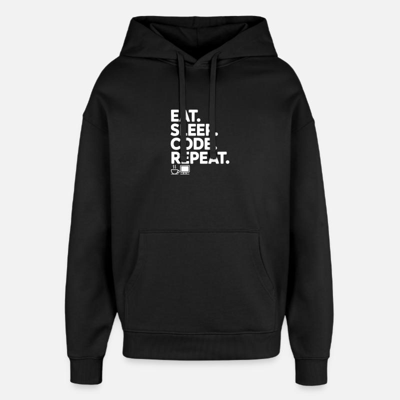 Mange. Dors. Code. Répétez. - Sweat à capuche unisexe Stanley/Stella Oversized - noir