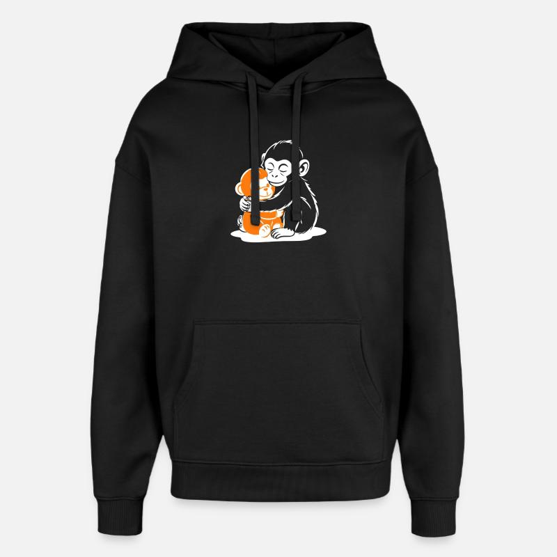 Duo de Singes Câlins - Sweat à capuche unisexe Stanley/Stella Oversized - noir
