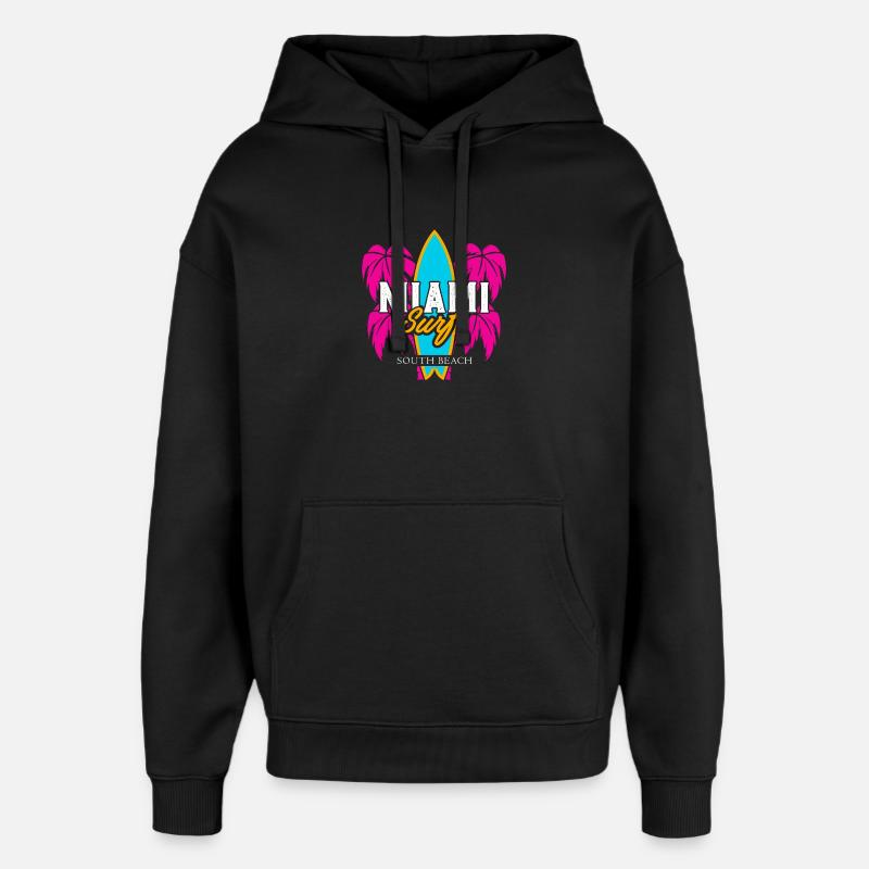 Conception de Miami Surf South Beach - Sweat à capuche unisexe Stanley/Stella Oversized - noir